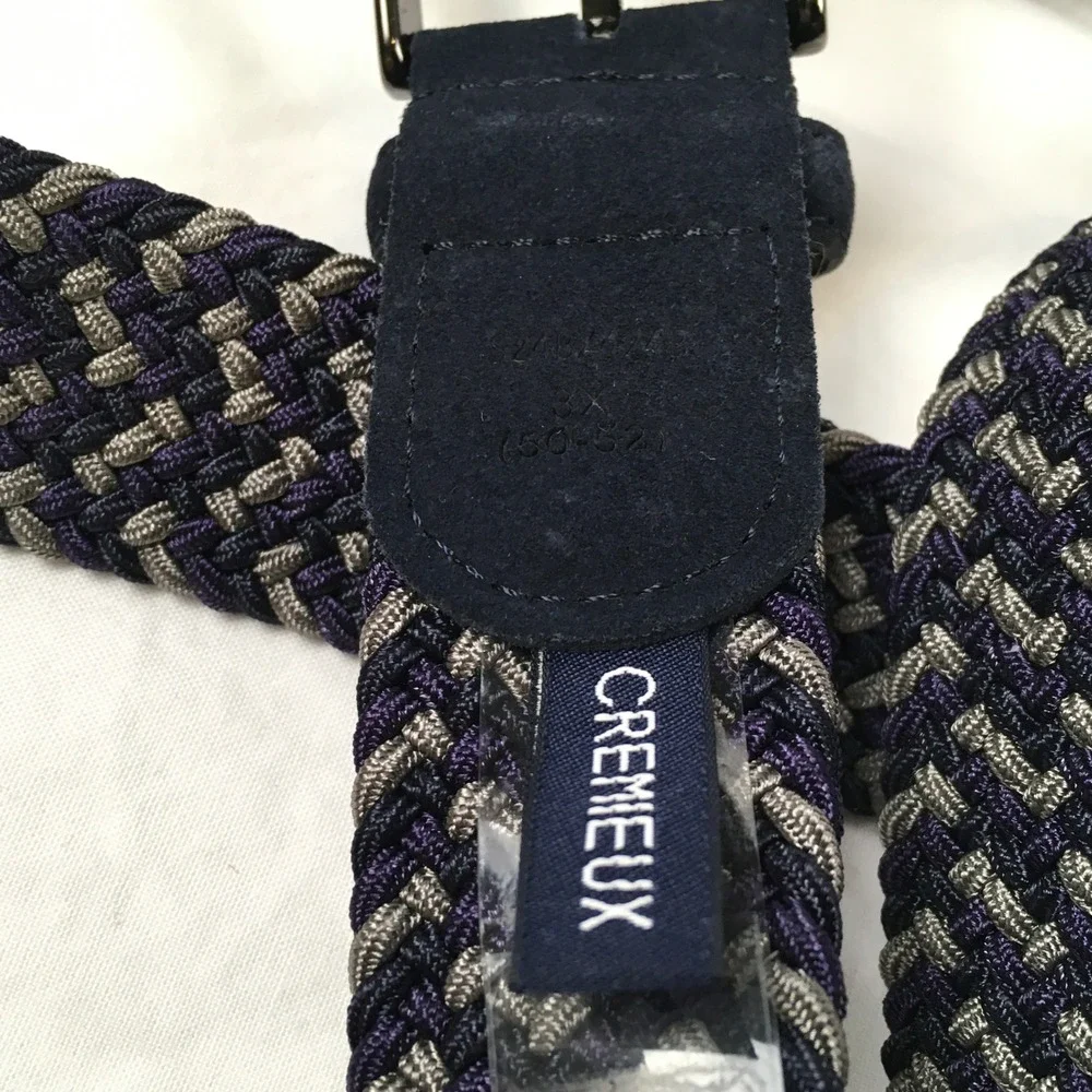 Cremieux Big Man Navy Grey Woven Stretch Braided Belt 3X 50-52 Casual Classic